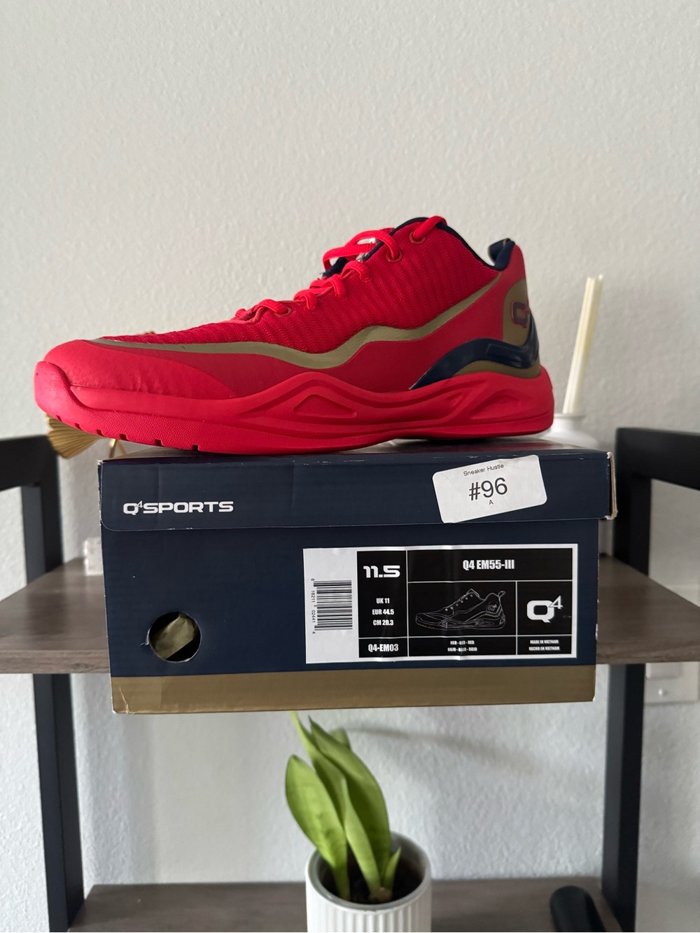 Q4 Sports Red Athletic Shoe with Gold Accents